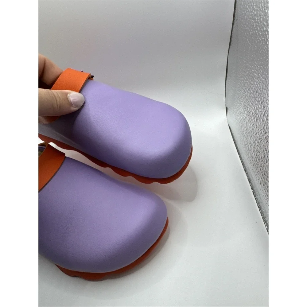Mini Boden Girls Size 34 US 3 Orange And Purple Clogs #1006